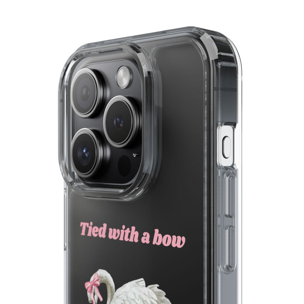 Clear Case with swan and bow design