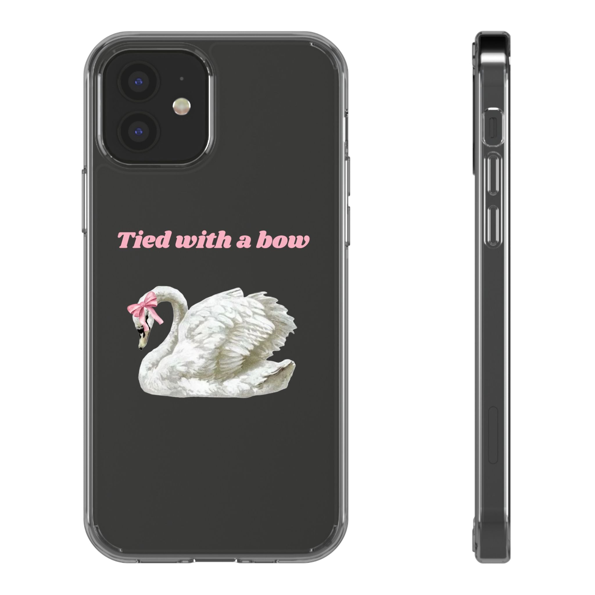 Clear Case with swan and bow design