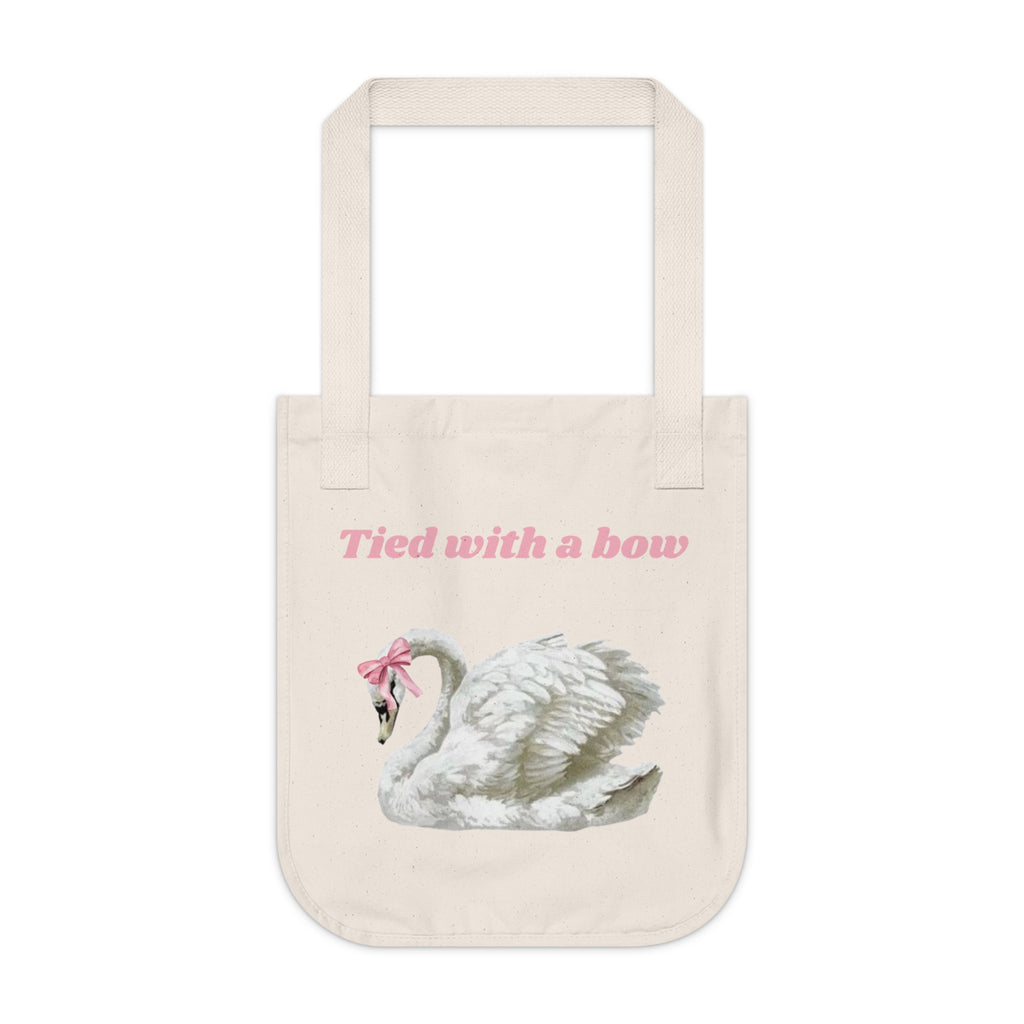 Swan Tote Bag — "Tied with a Bow" Organic Canvas Shopper