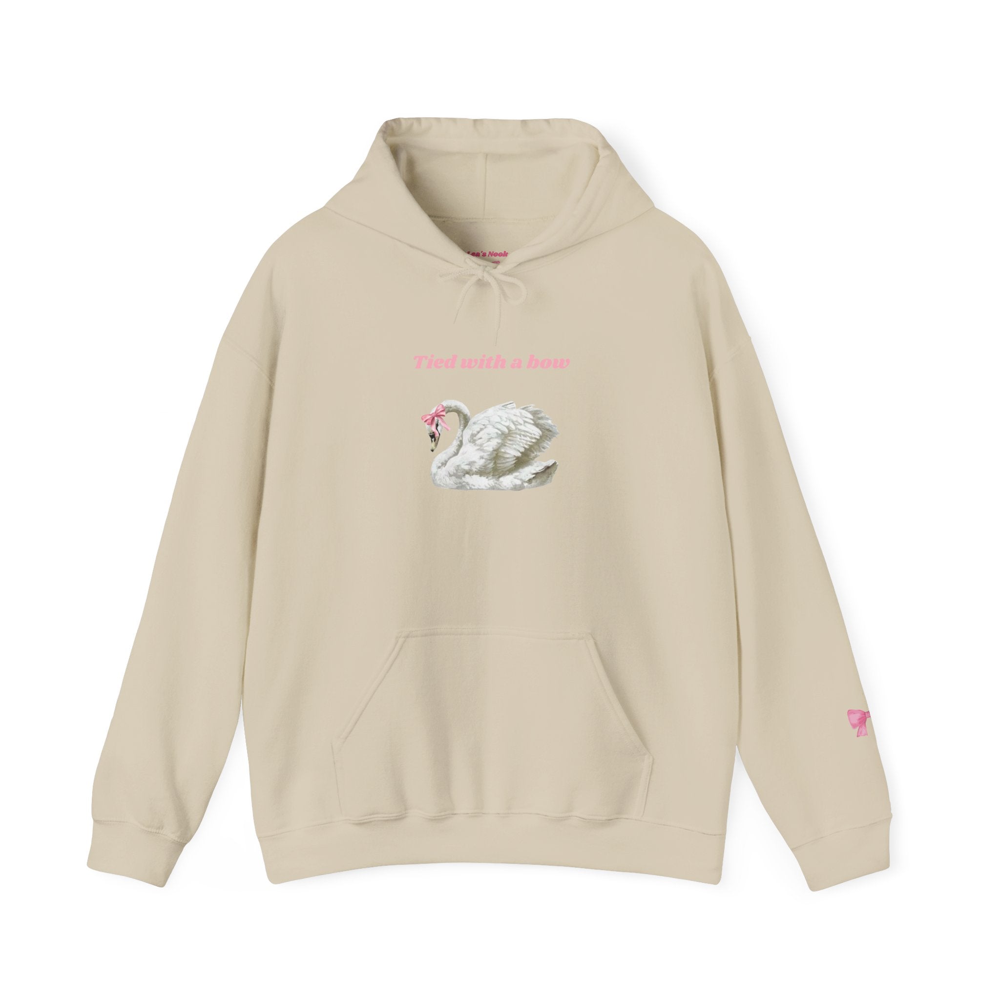 Swan with a Bow Hoodie — "Tied with a Bow" Cozy White Pullover