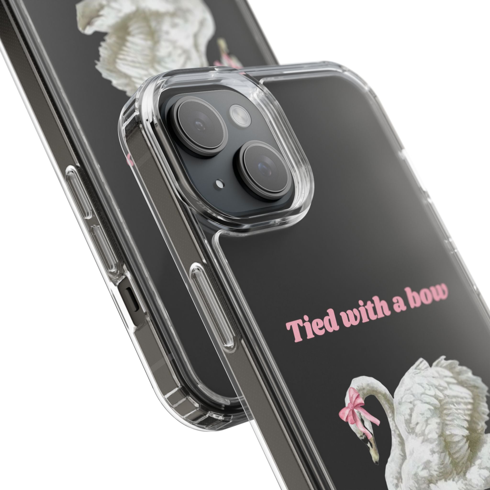 Clear Case with swan and bow design