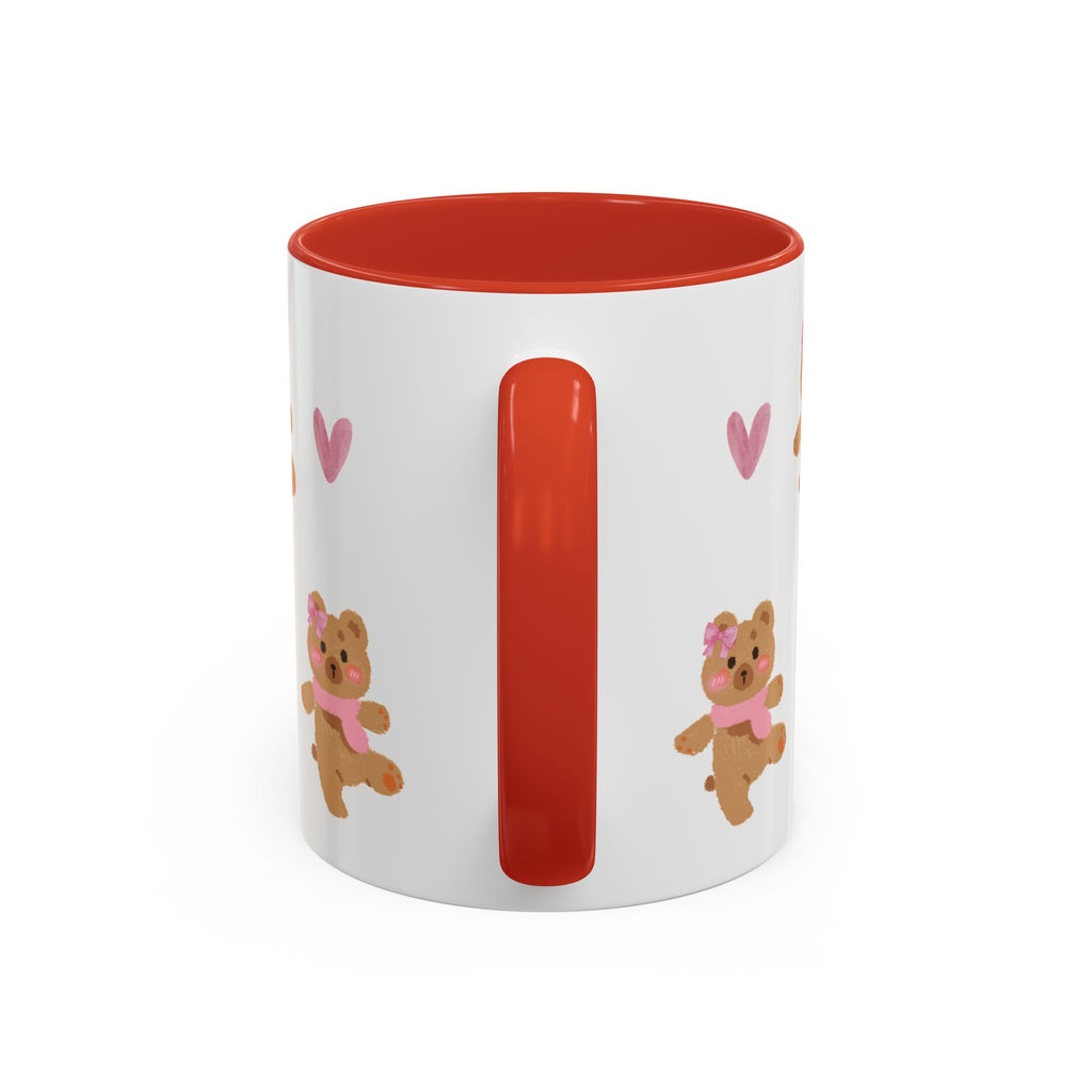 Cute Teddy Mug — Pink Hearts Accent Coffee Cup (11/15oz)