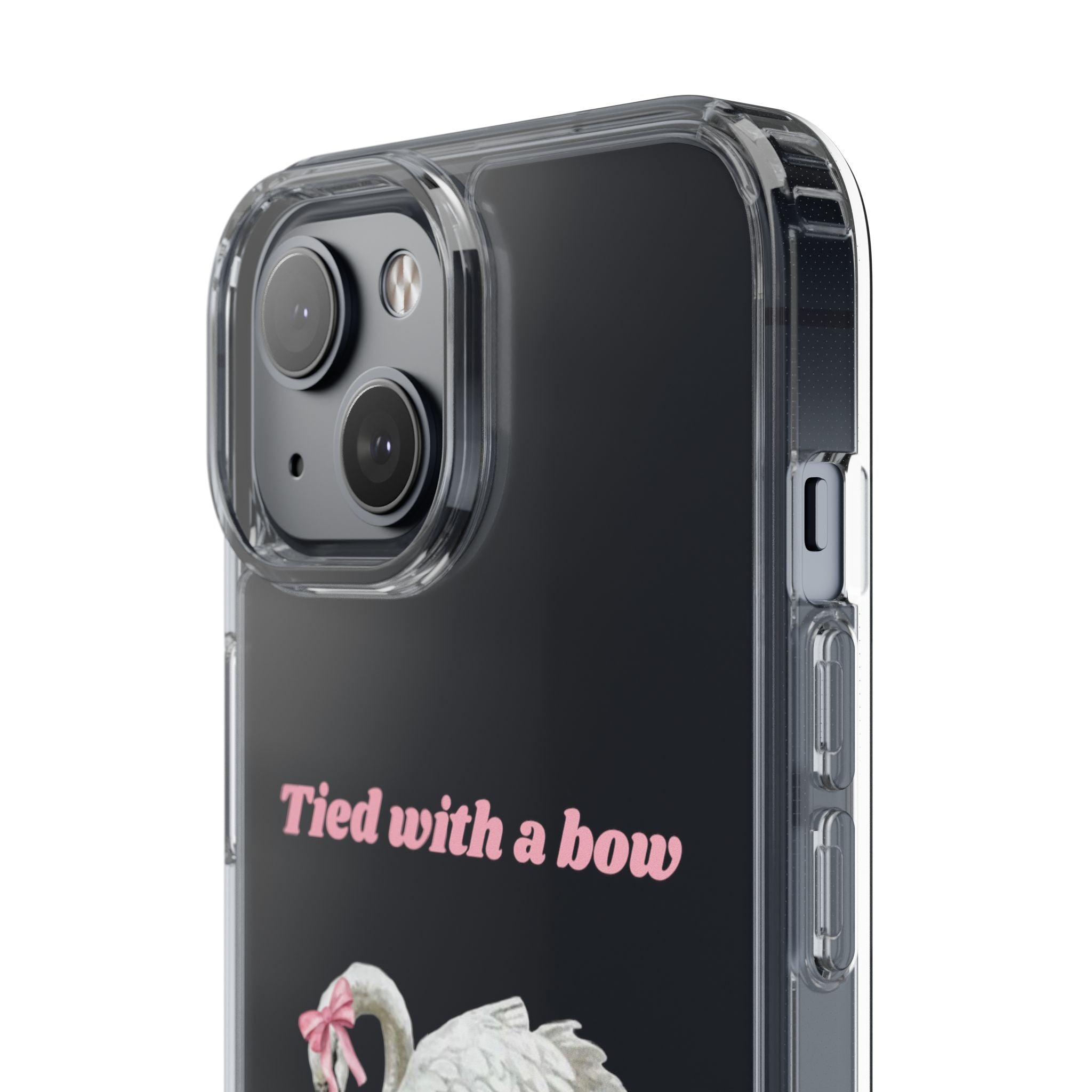 Clear Case with swan and bow design