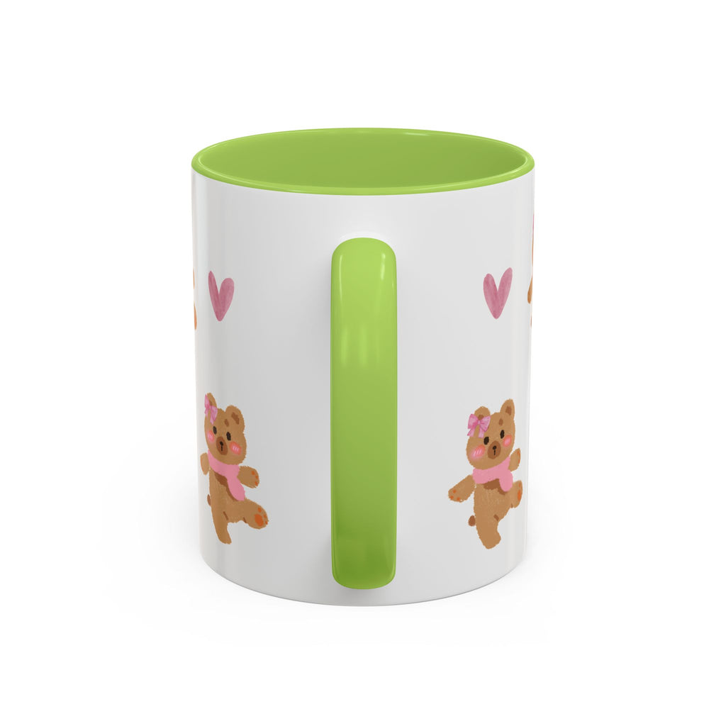 Cute Teddy Mug — Pink Hearts Accent Coffee Cup (11/15oz)