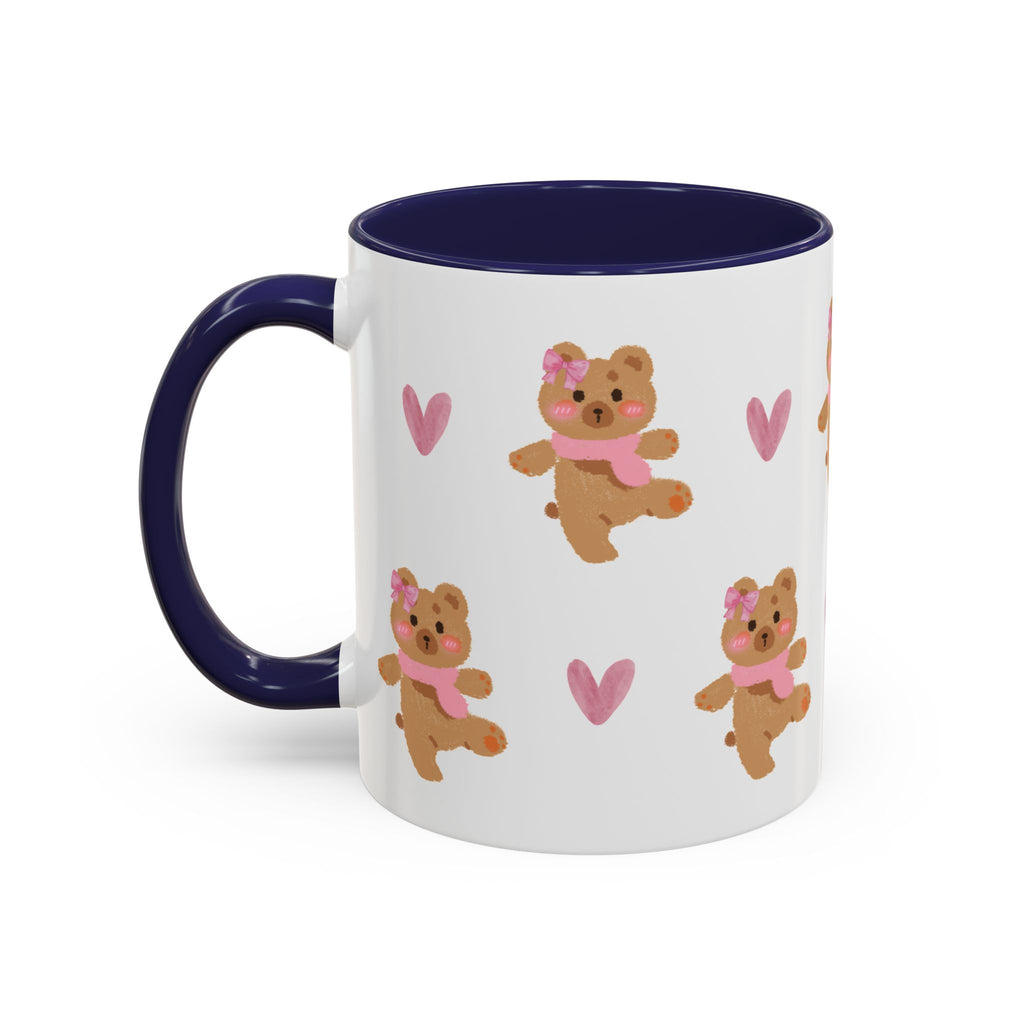 Cute Teddy Mug — Pink Hearts Accent Coffee Cup (11/15oz)