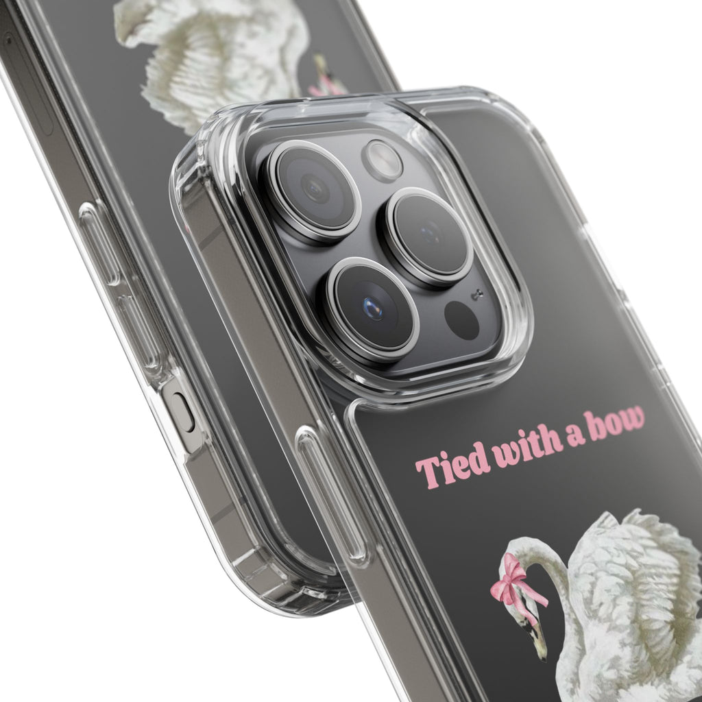 Clear Case with swan and bow design
