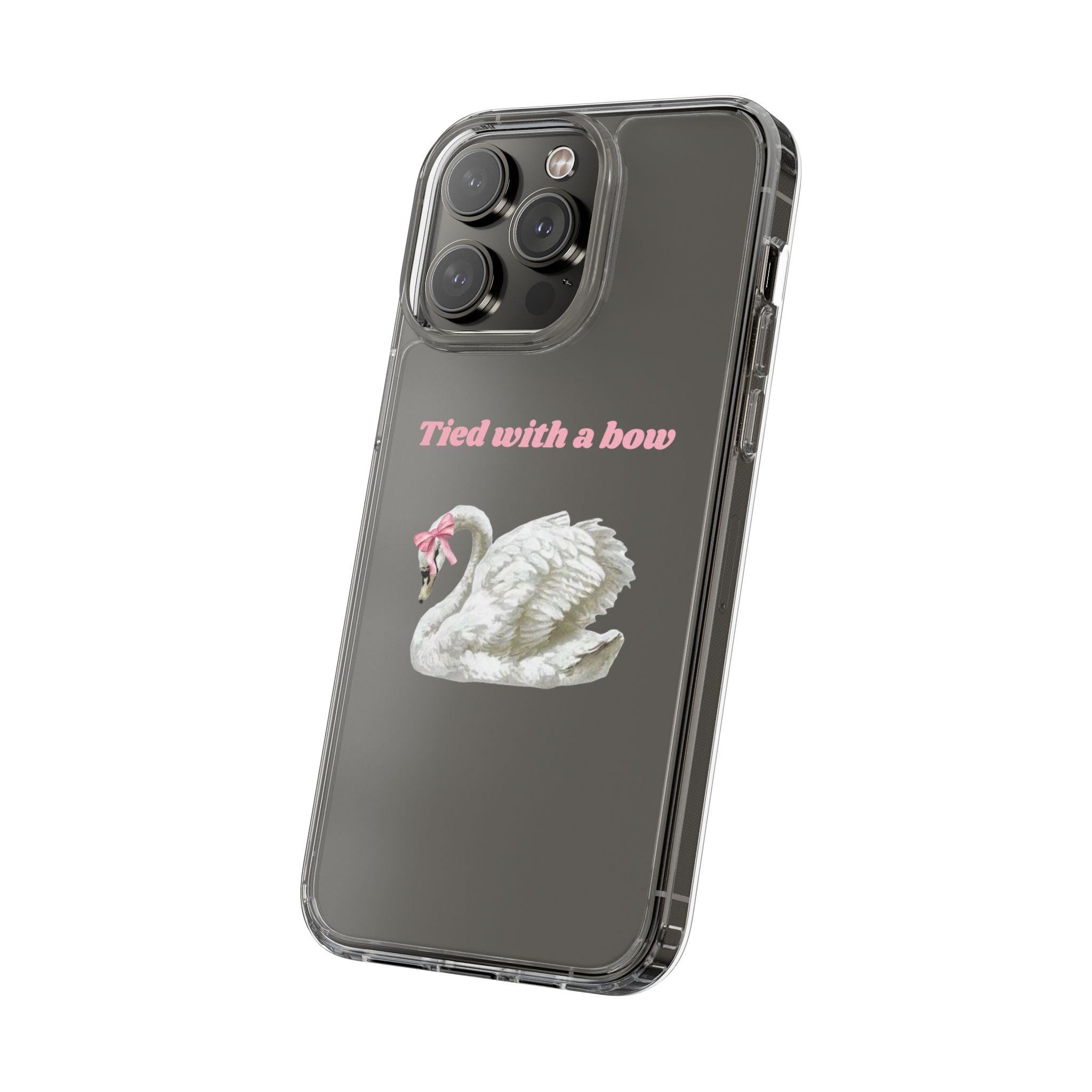 Clear Case with swan and bow design