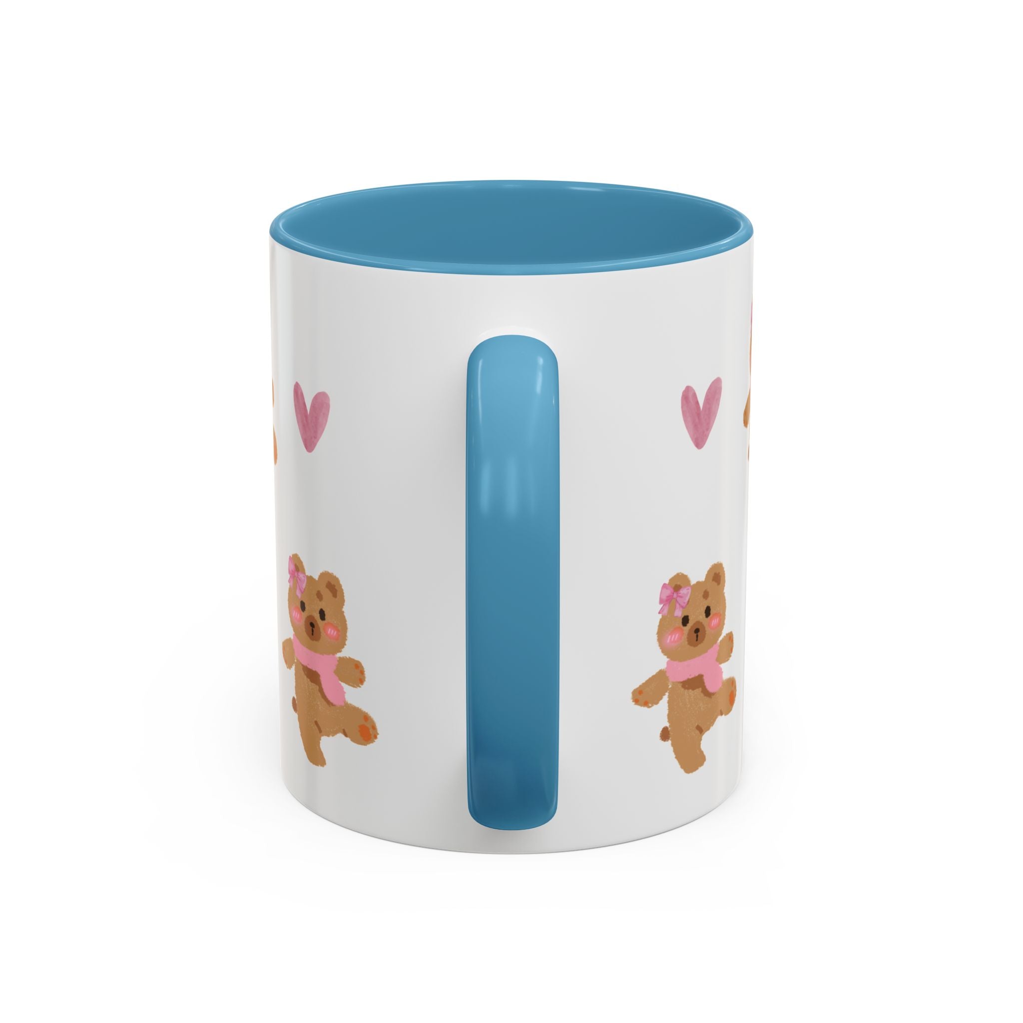 Cute Teddy Mug — Pink Hearts Accent Coffee Cup (11/15oz)