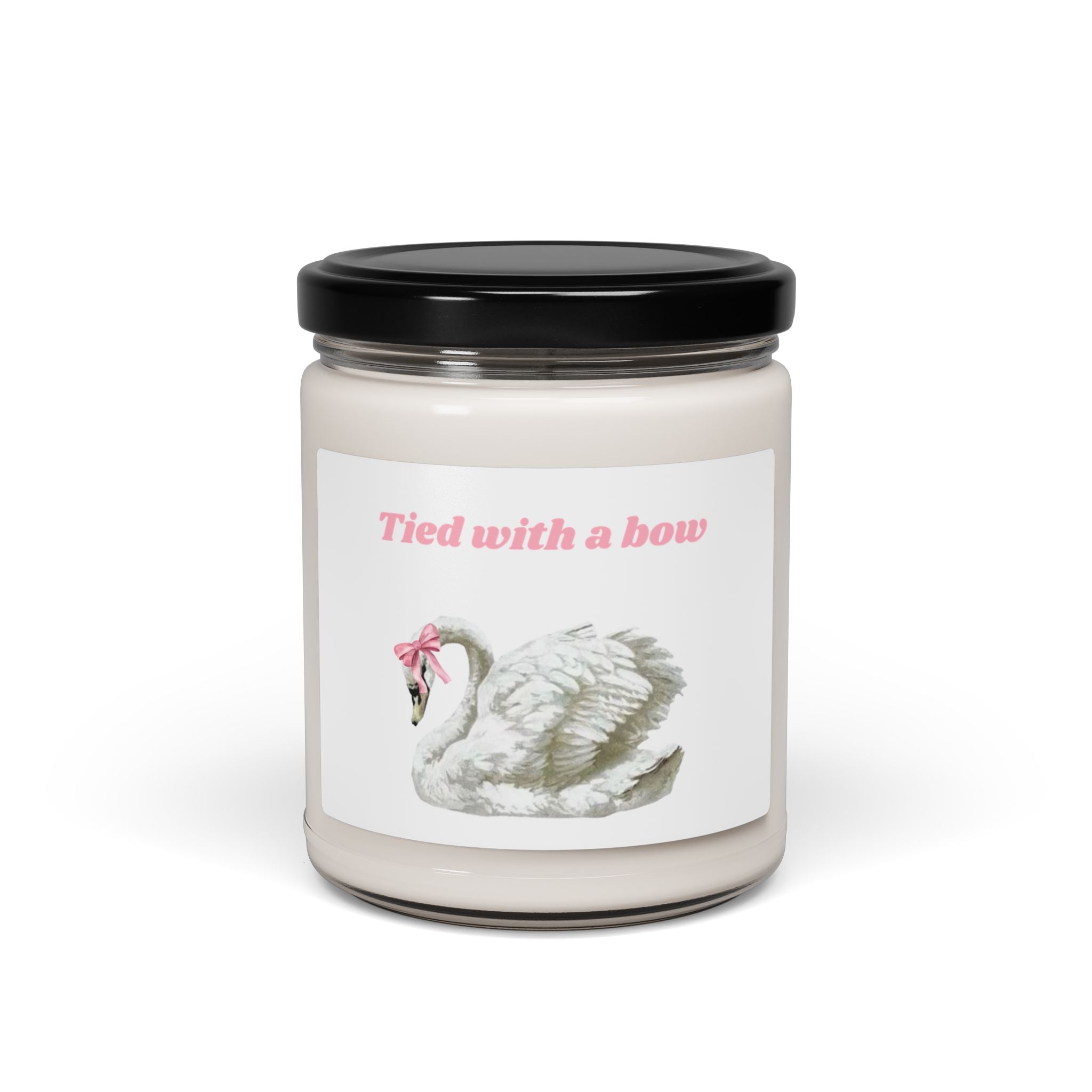 Swan Candle — “Tied With a Bow” 9oz Scented Soy Jar