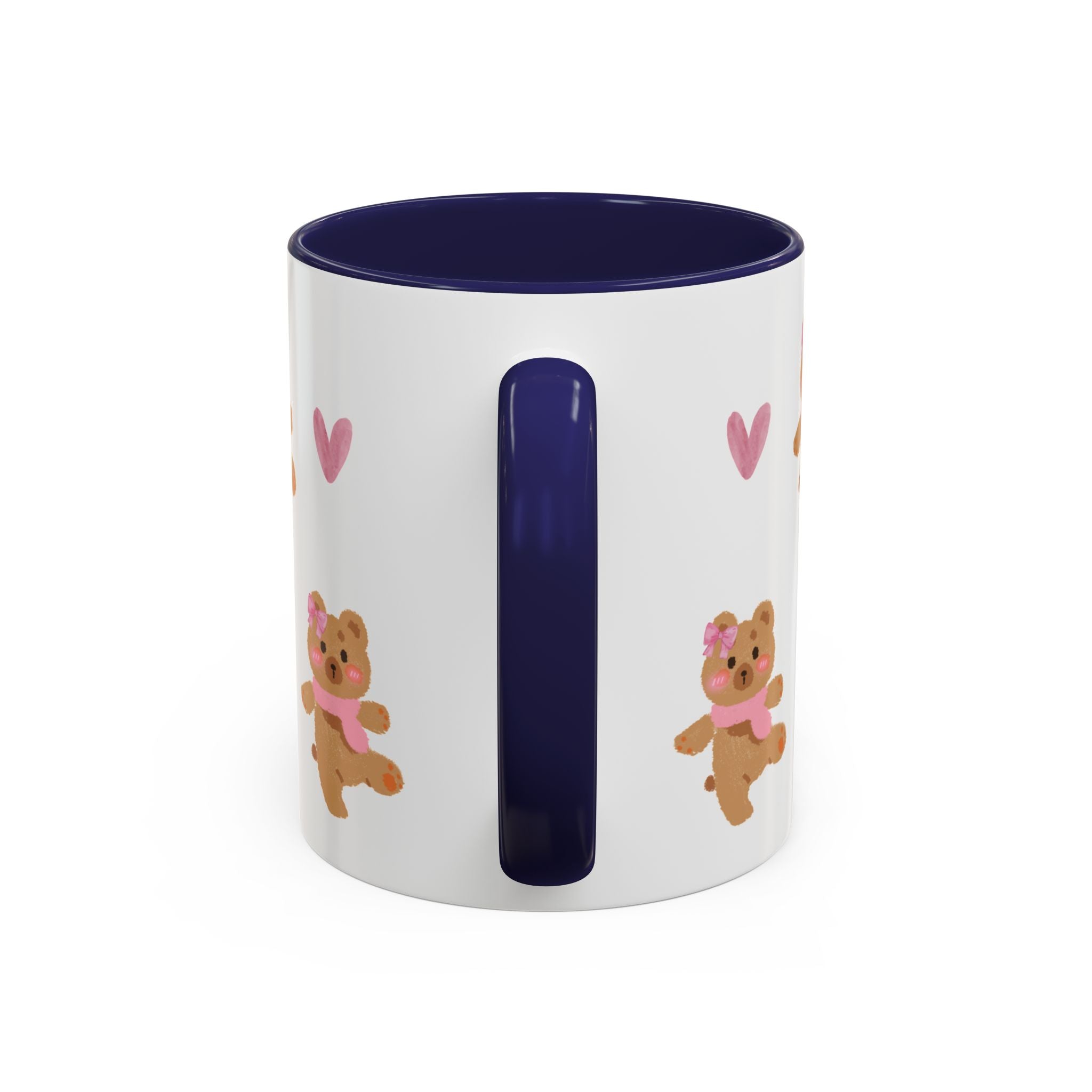 Cute Teddy Mug — Pink Hearts Accent Coffee Cup (11/15oz)
