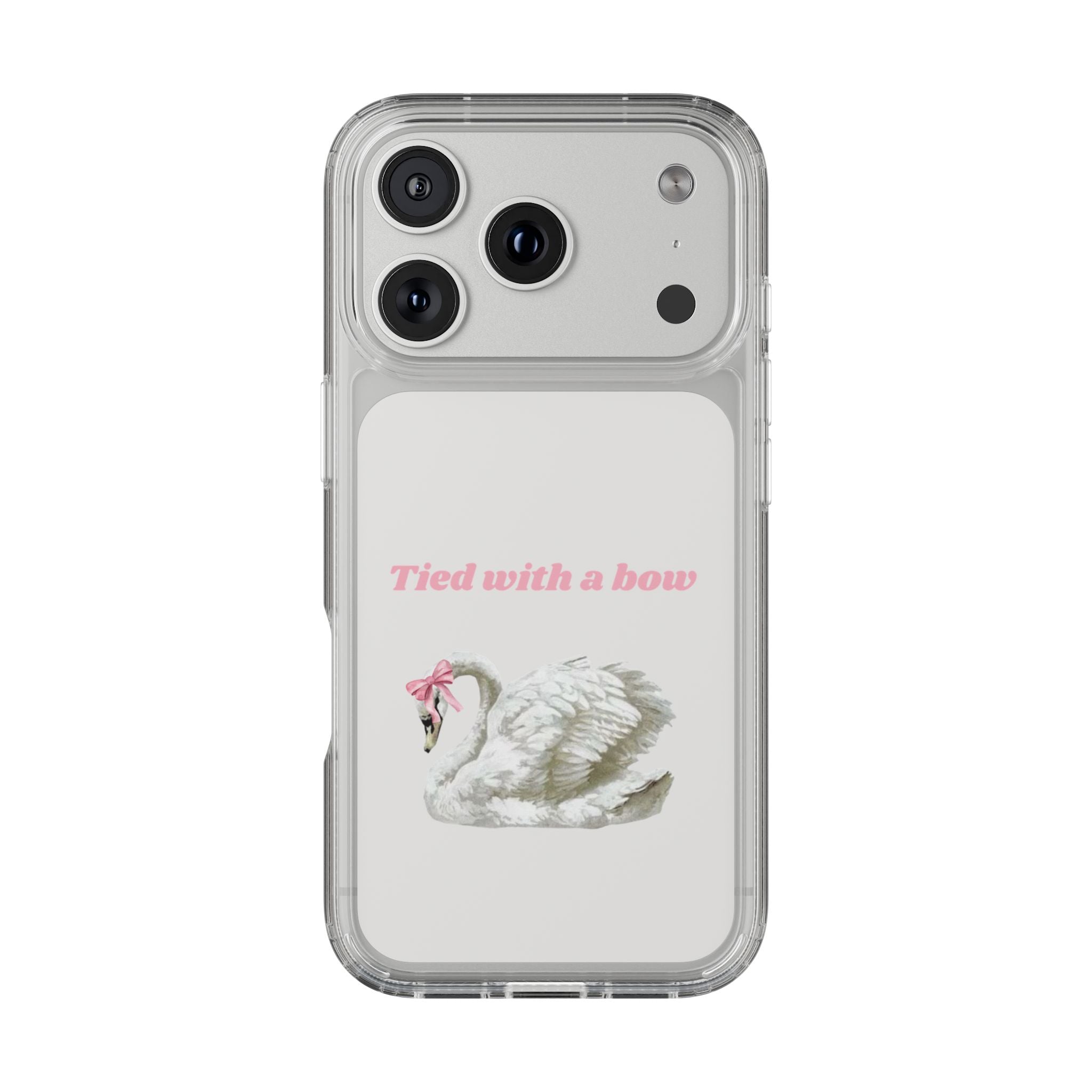 Clear Case with swan and bow design