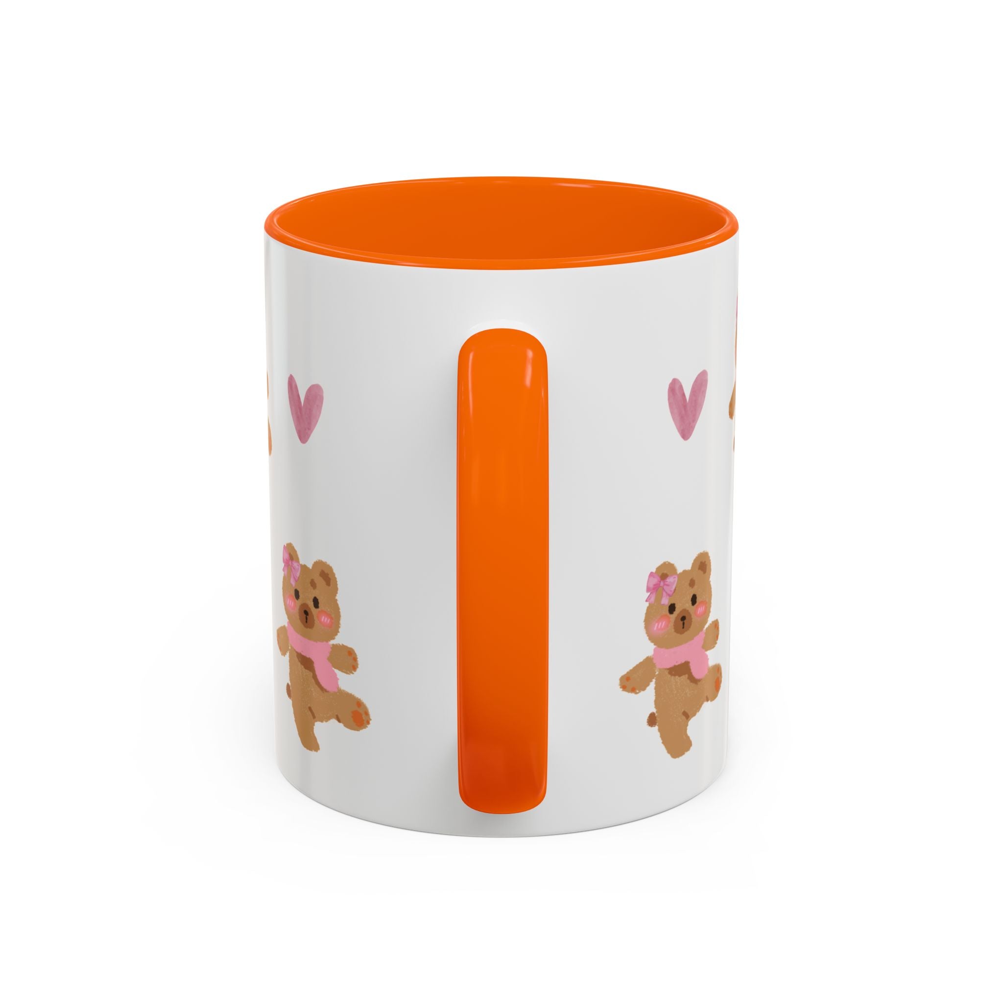 Cute Teddy Mug — Pink Hearts Accent Coffee Cup (11/15oz)