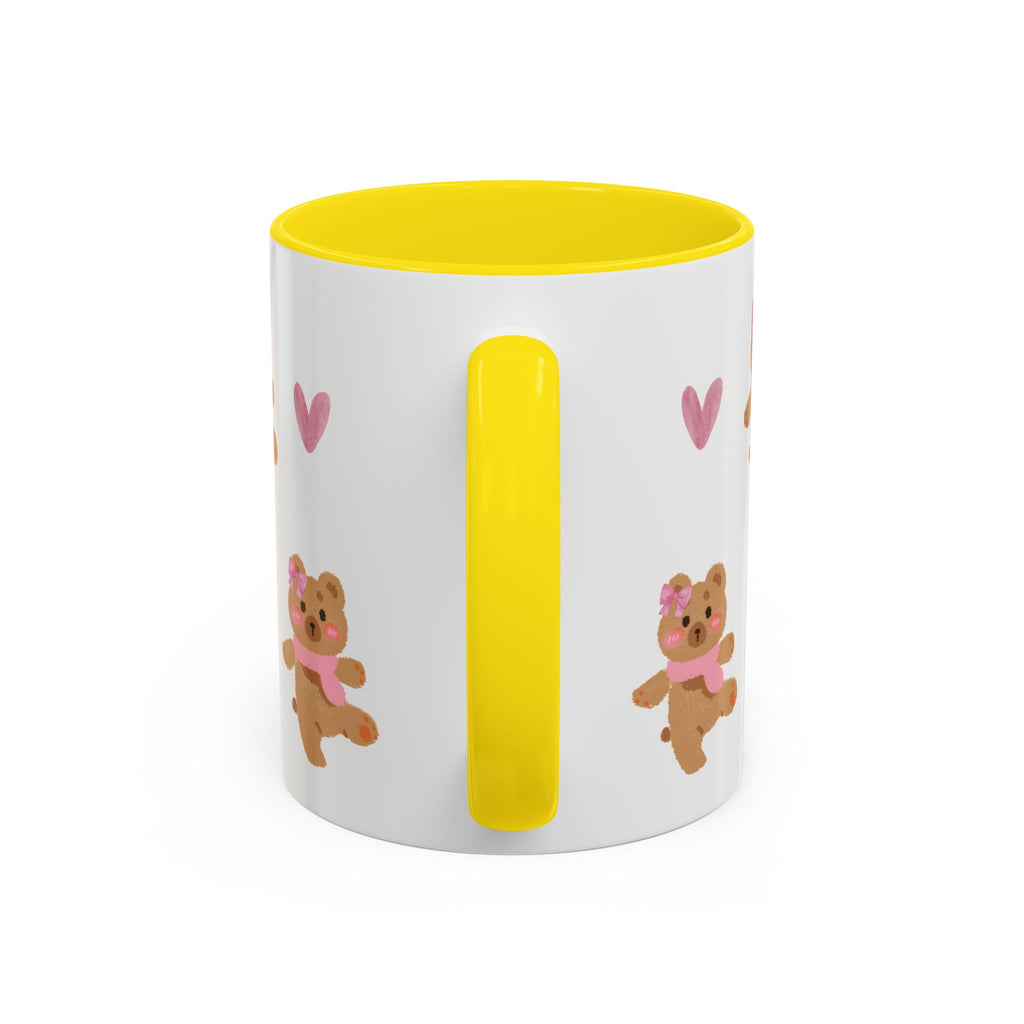 Cute Teddy Mug — Pink Hearts Accent Coffee Cup (11/15oz)