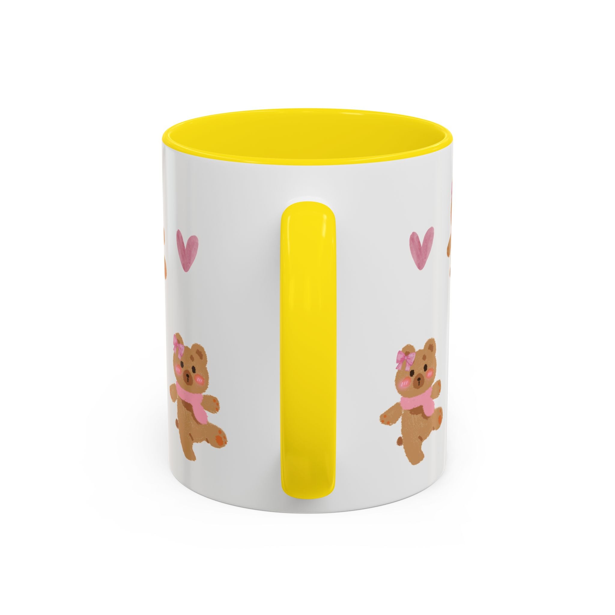 Cute Teddy Mug — Pink Hearts Accent Coffee Cup (11/15oz)