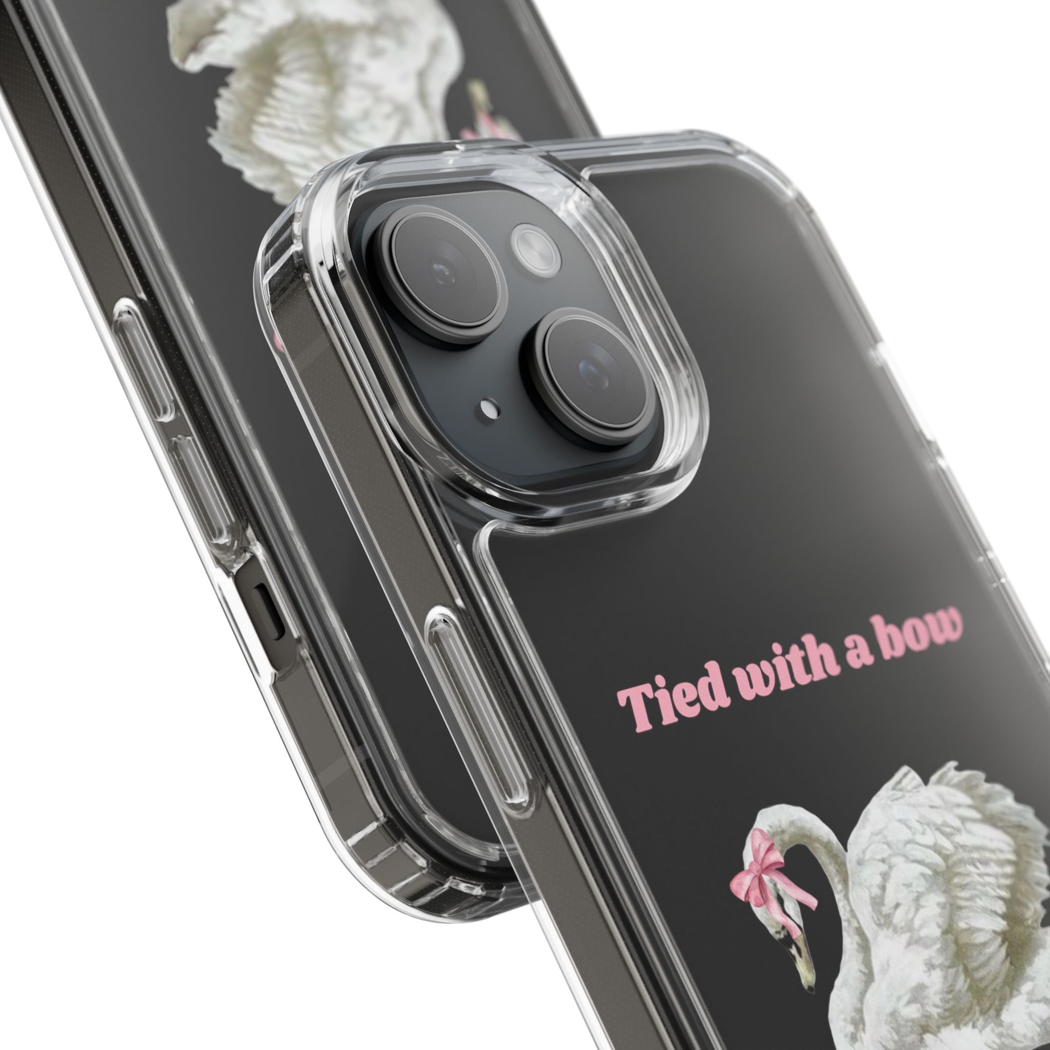 Clear Case with swan and bow design