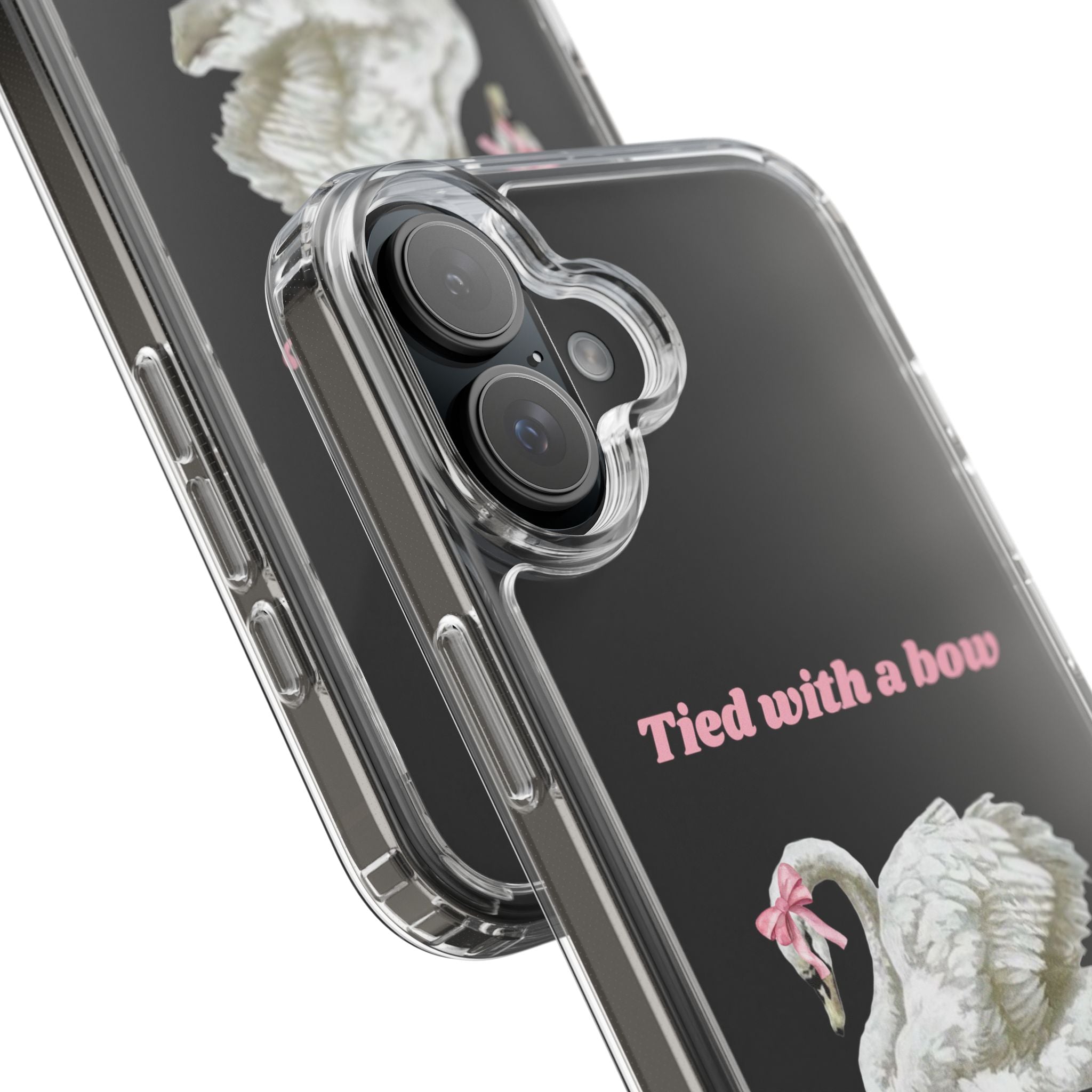 Clear Case with swan and bow design