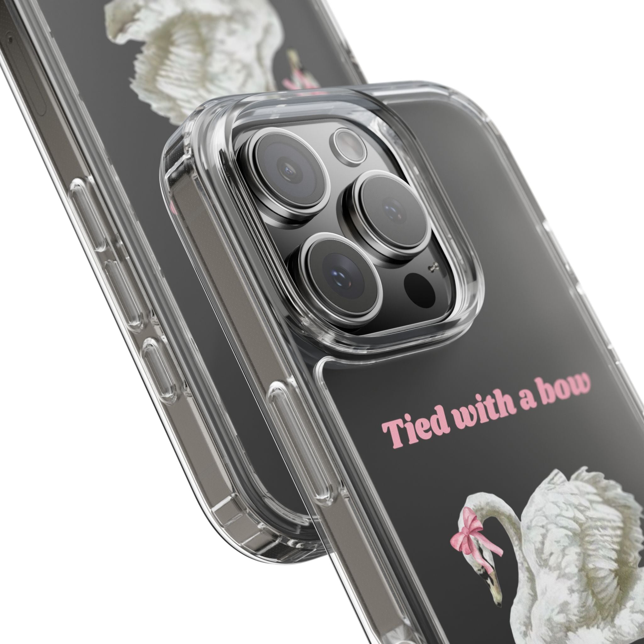 Clear Case with swan and bow design