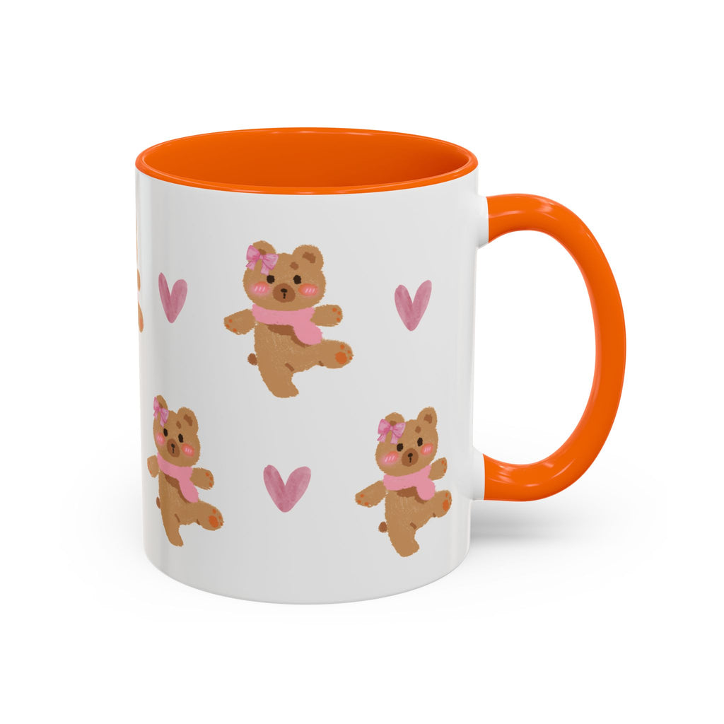 Cute Teddy Mug — Pink Hearts Accent Coffee Cup (11/15oz)