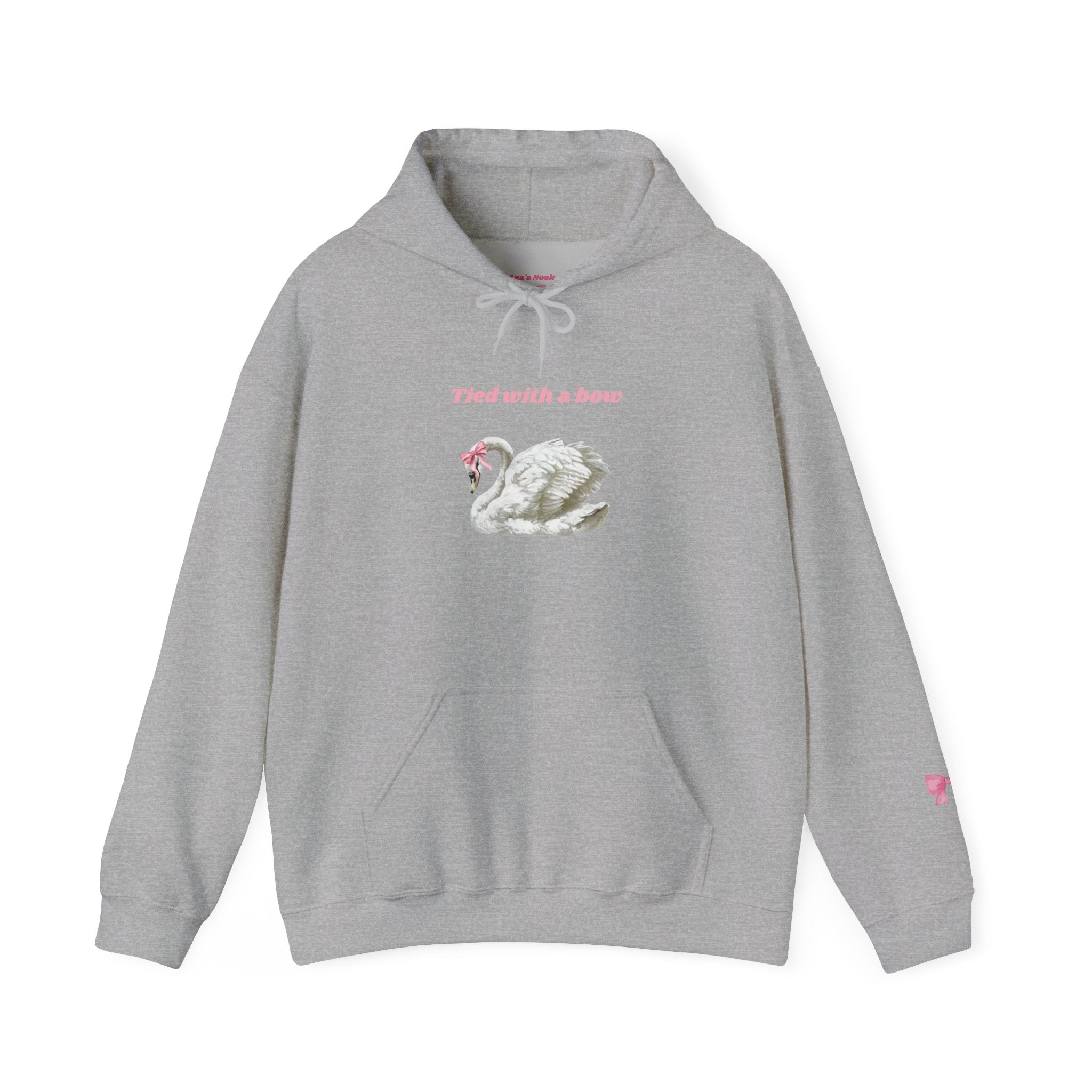 Swan with a Bow Hoodie — "Tied with a Bow" Cozy White Pullover