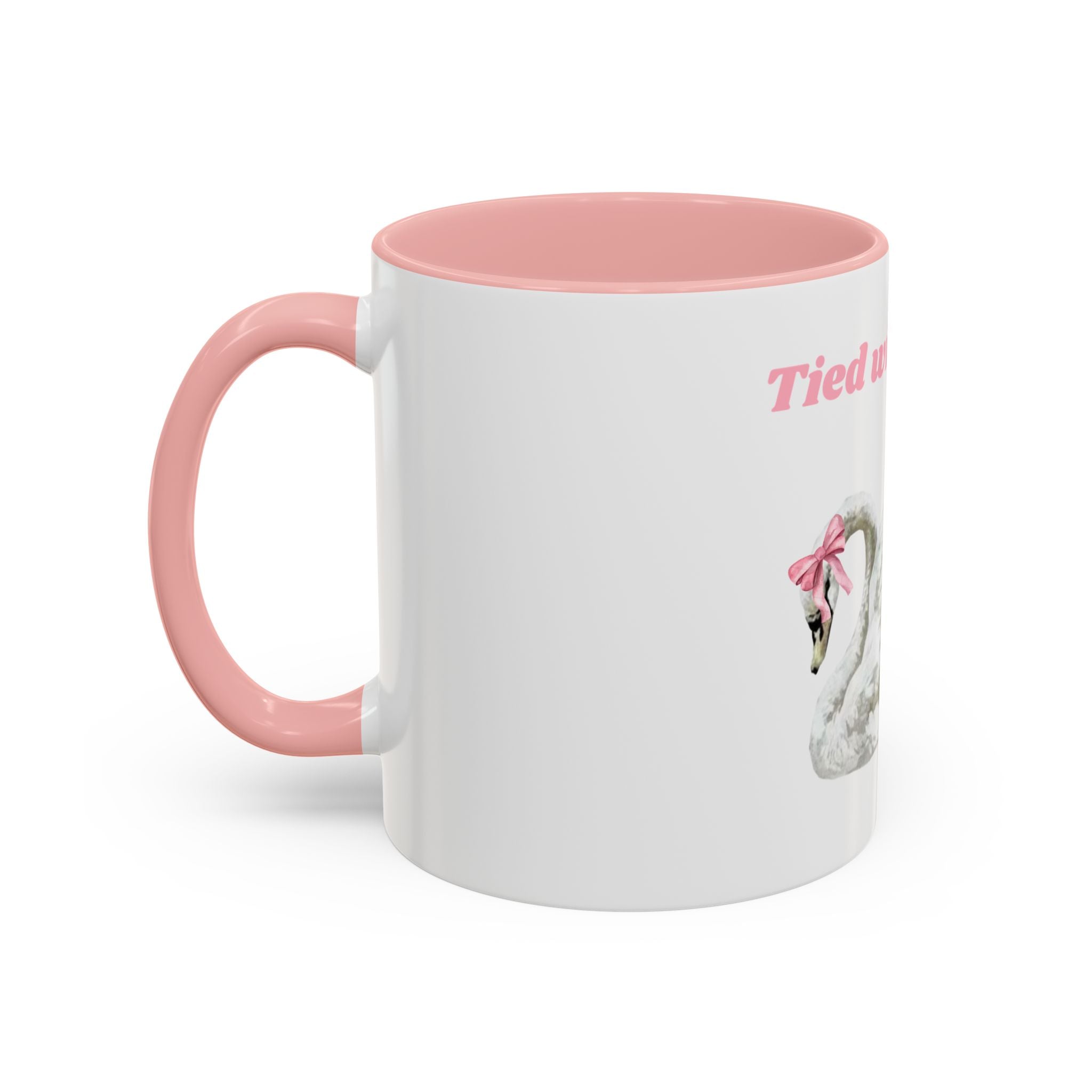 Swan with a Bow Accent Coffee Mug — Pink Interior 11/15oz