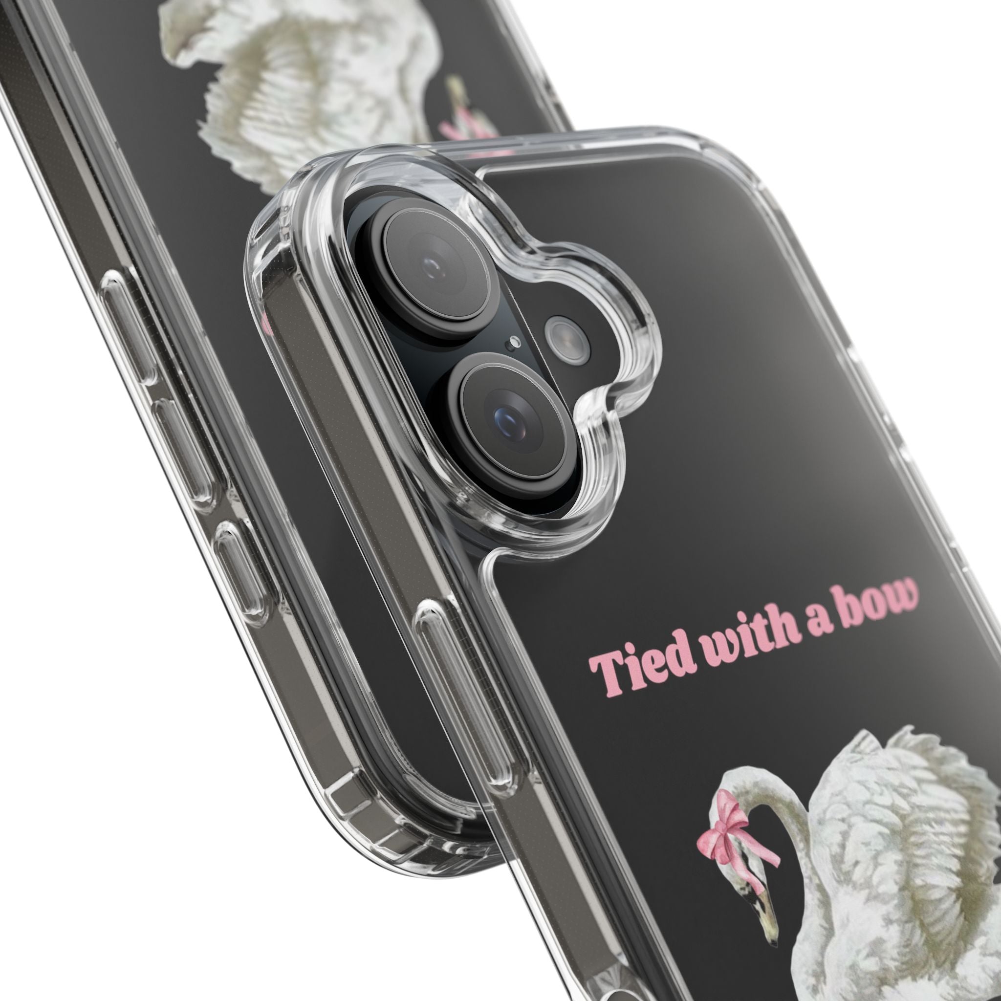 Clear Case with swan and bow design