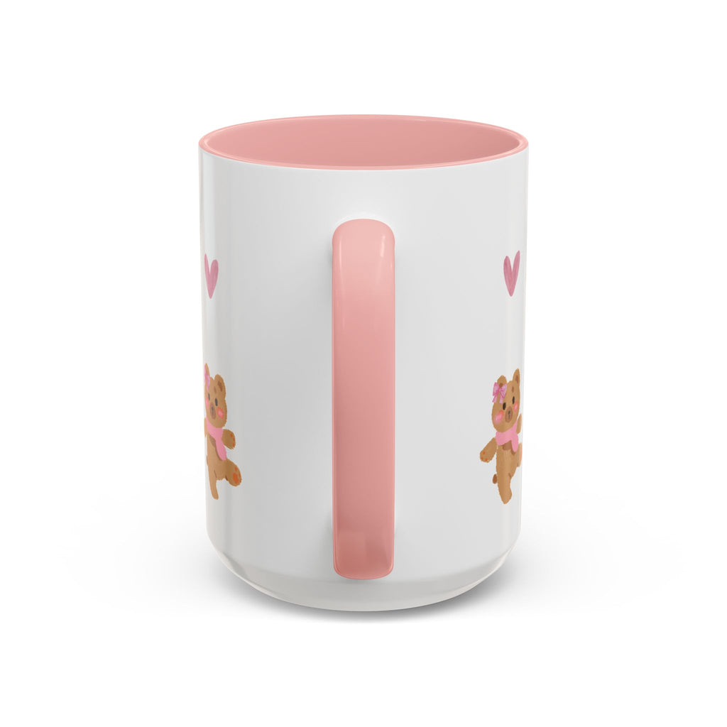 Cute Teddy Mug — Pink Hearts Accent Coffee Cup (11/15oz)