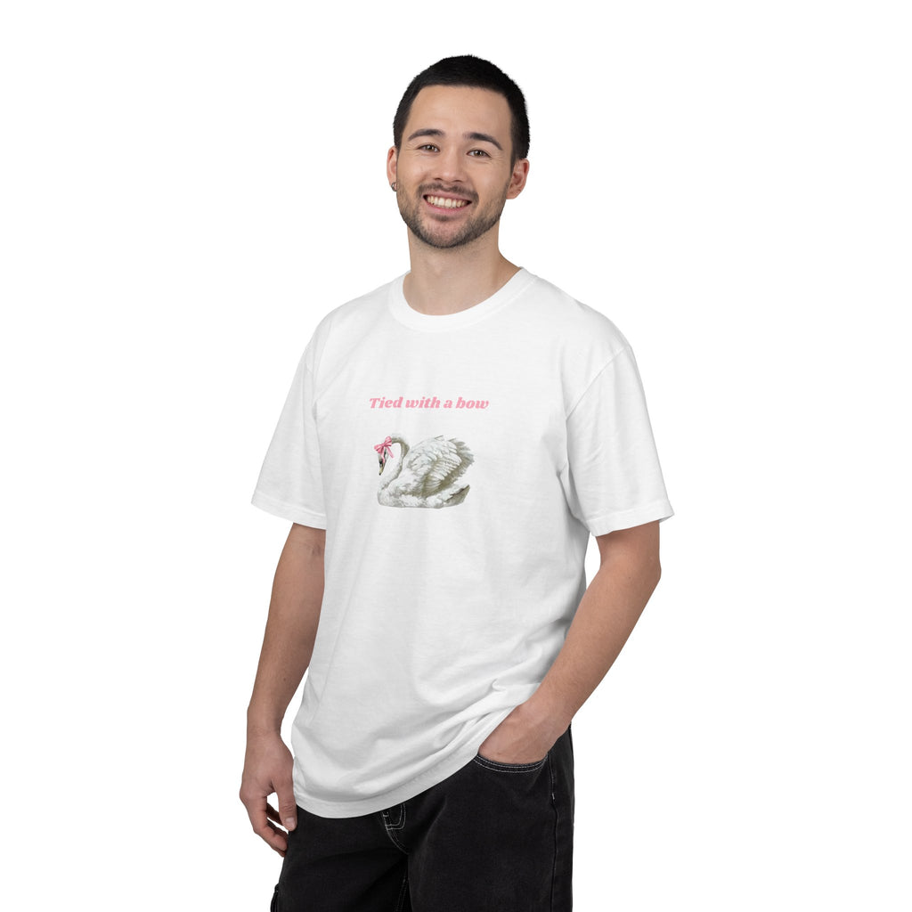 Unisex Garment-Dyed T-shirt with swan and bow