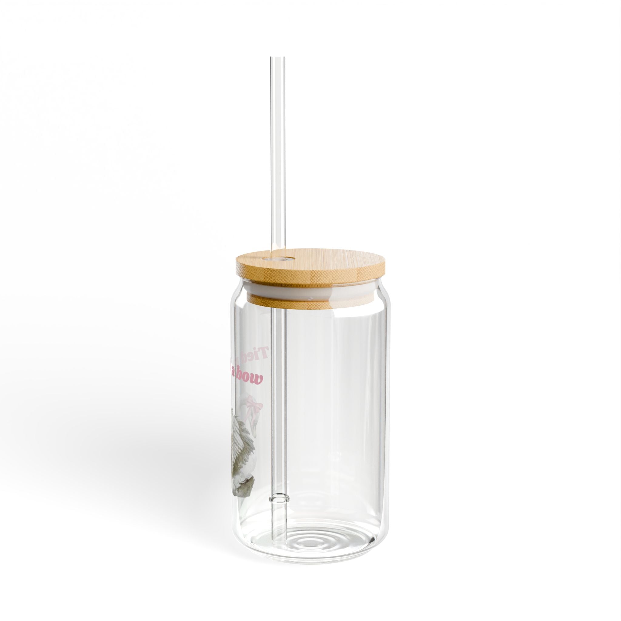 Swan Glass Sipper Tumbler – 16 oz Reusable Cup with Straw ("Tied with a Bow")