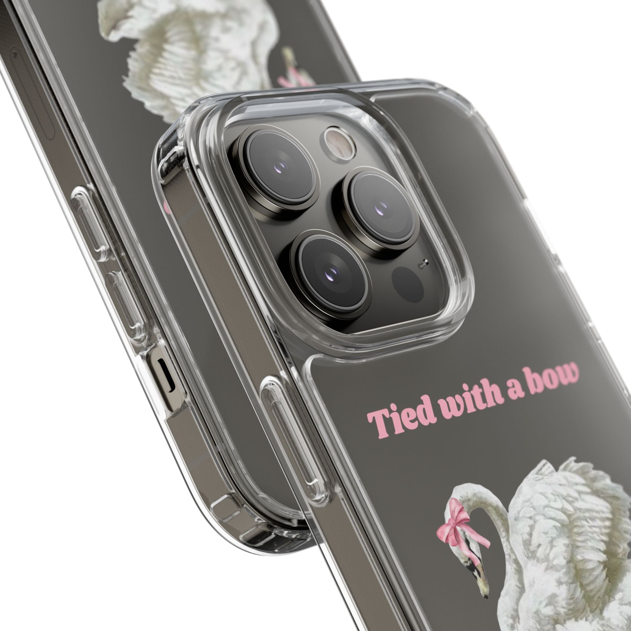Clear Case with swan and bow design