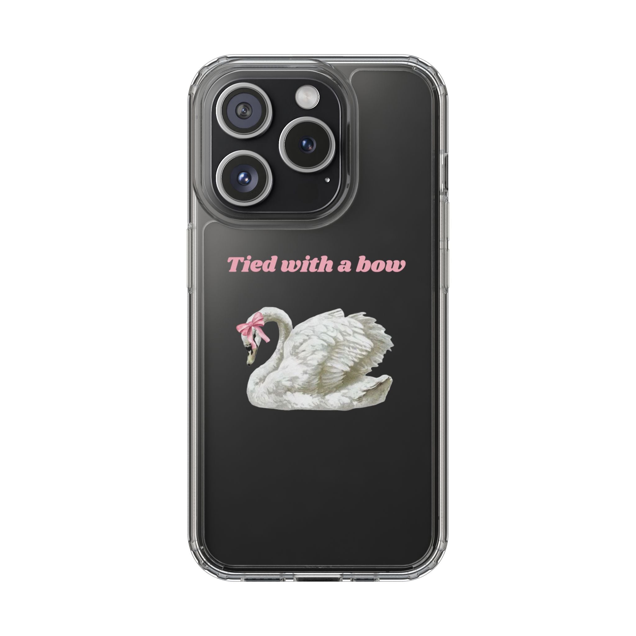 Clear Case with swan and bow design