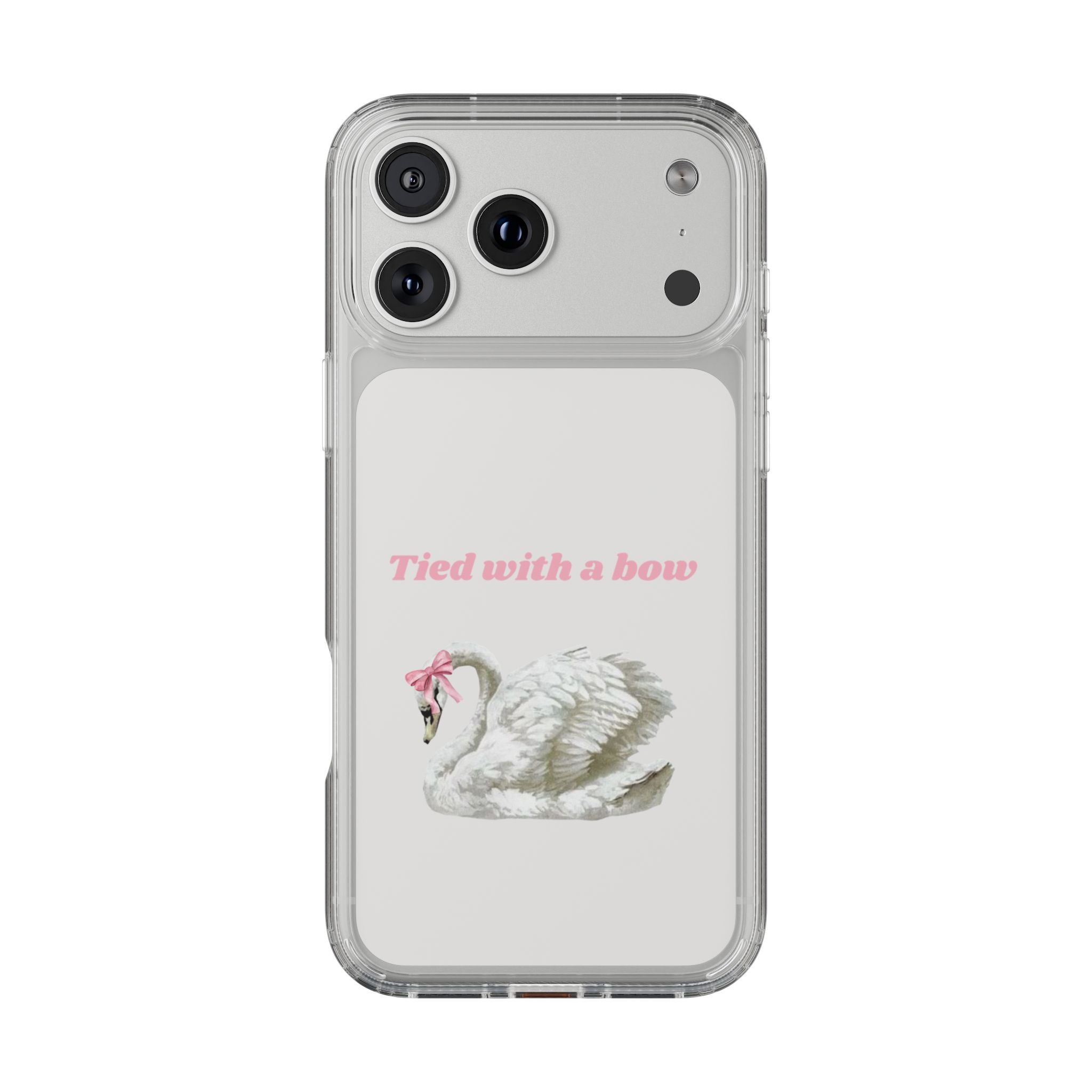 Clear Case with swan and bow design