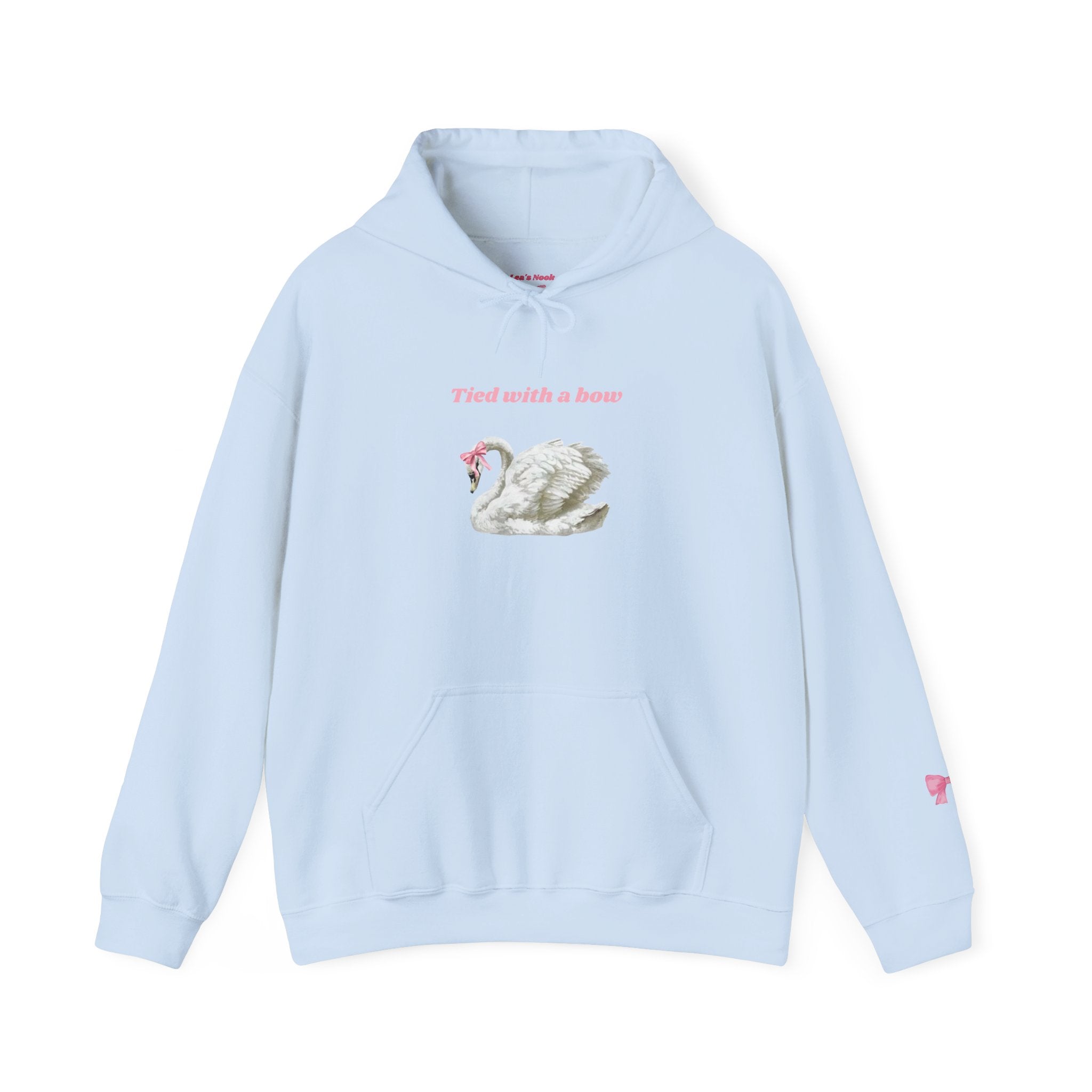Swan with a Bow Hoodie — "Tied with a Bow" Cozy White Pullover