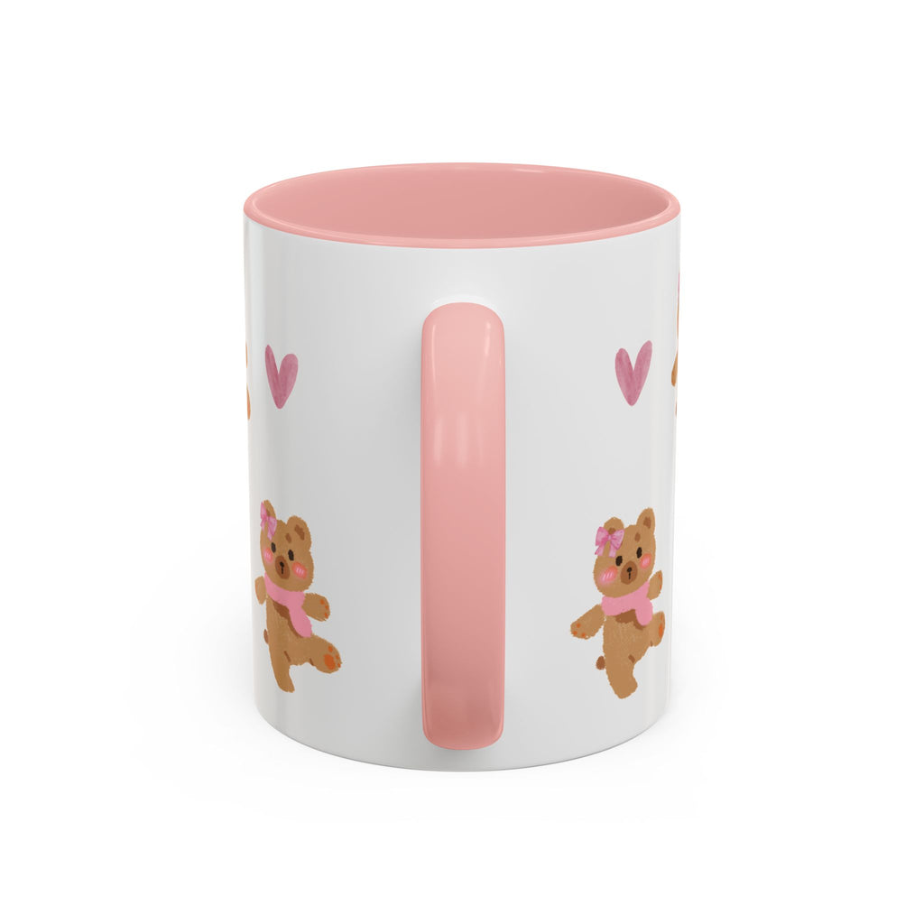 Cute Teddy Mug — Pink Hearts Accent Coffee Cup (11/15oz)