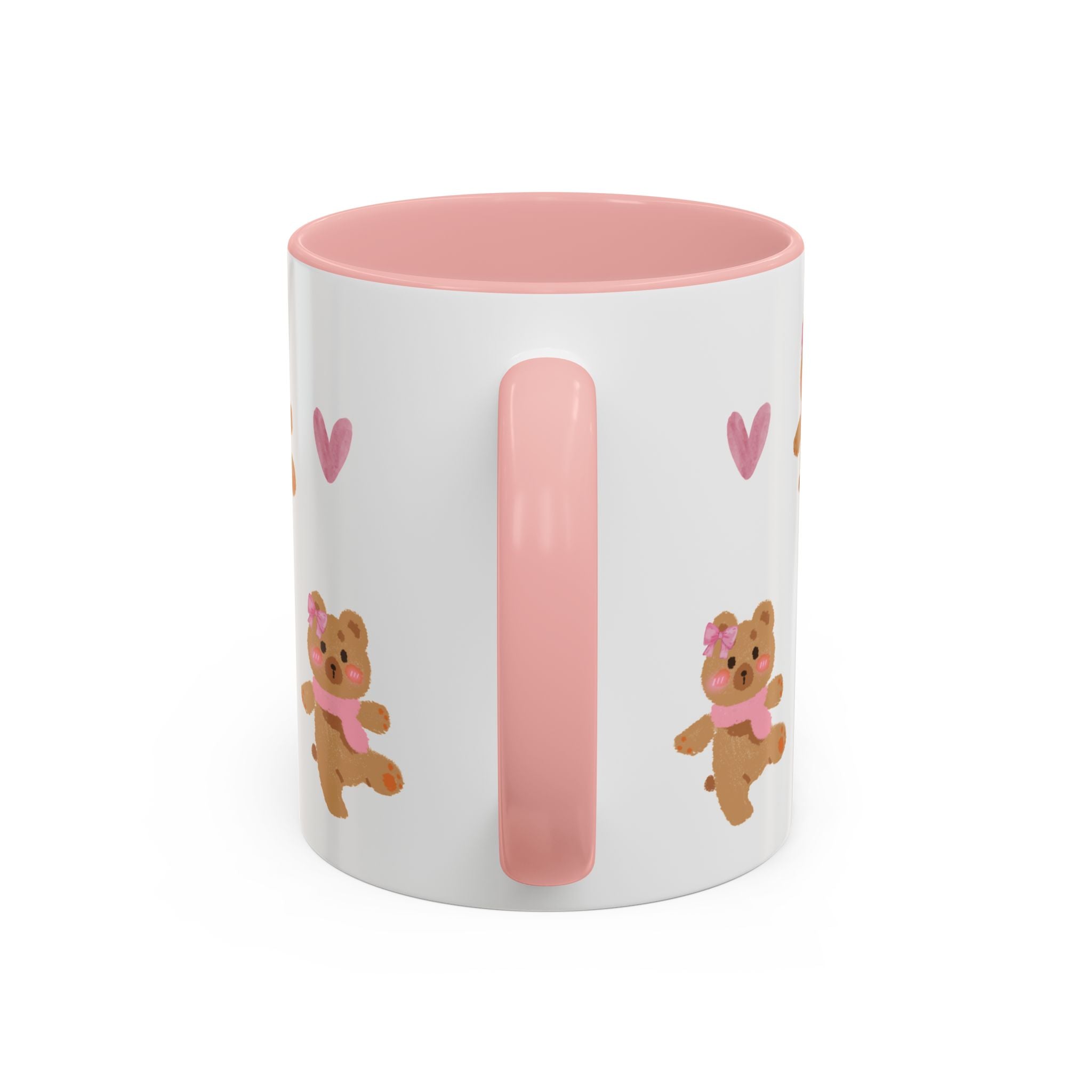 Cute Teddy Mug — Pink Hearts Accent Coffee Cup (11/15oz)