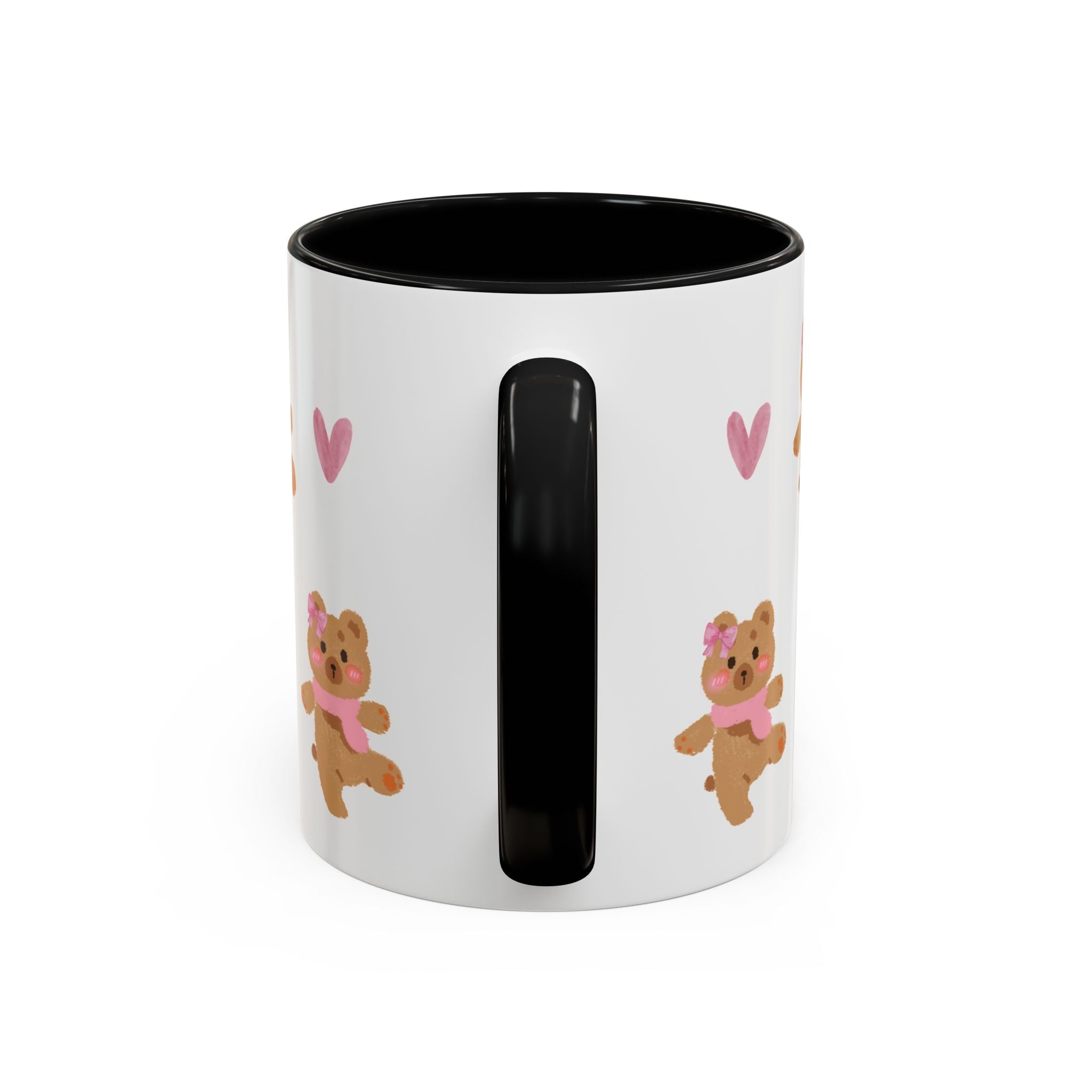 Cute Teddy Mug — Pink Hearts Accent Coffee Cup (11/15oz)