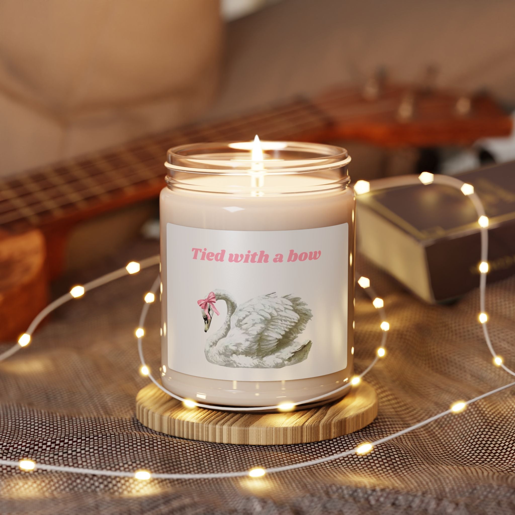 Swan Candle — “Tied With a Bow” 9oz Scented Soy Jar