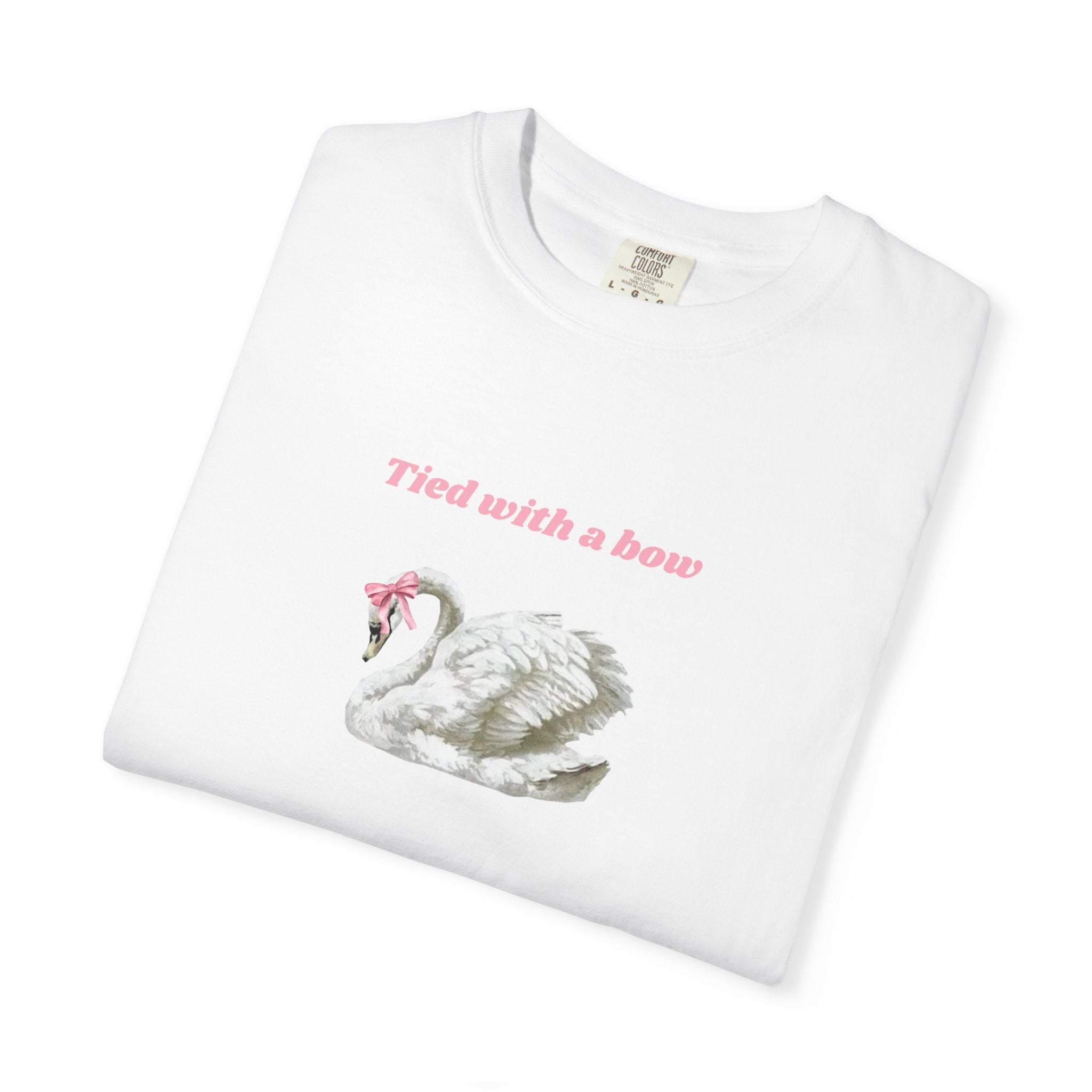 Unisex Garment-Dyed T-shirt with swan and bow