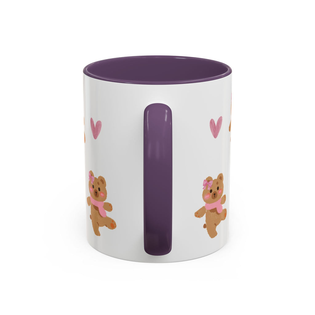 Cute Teddy Mug — Pink Hearts Accent Coffee Cup (11/15oz)