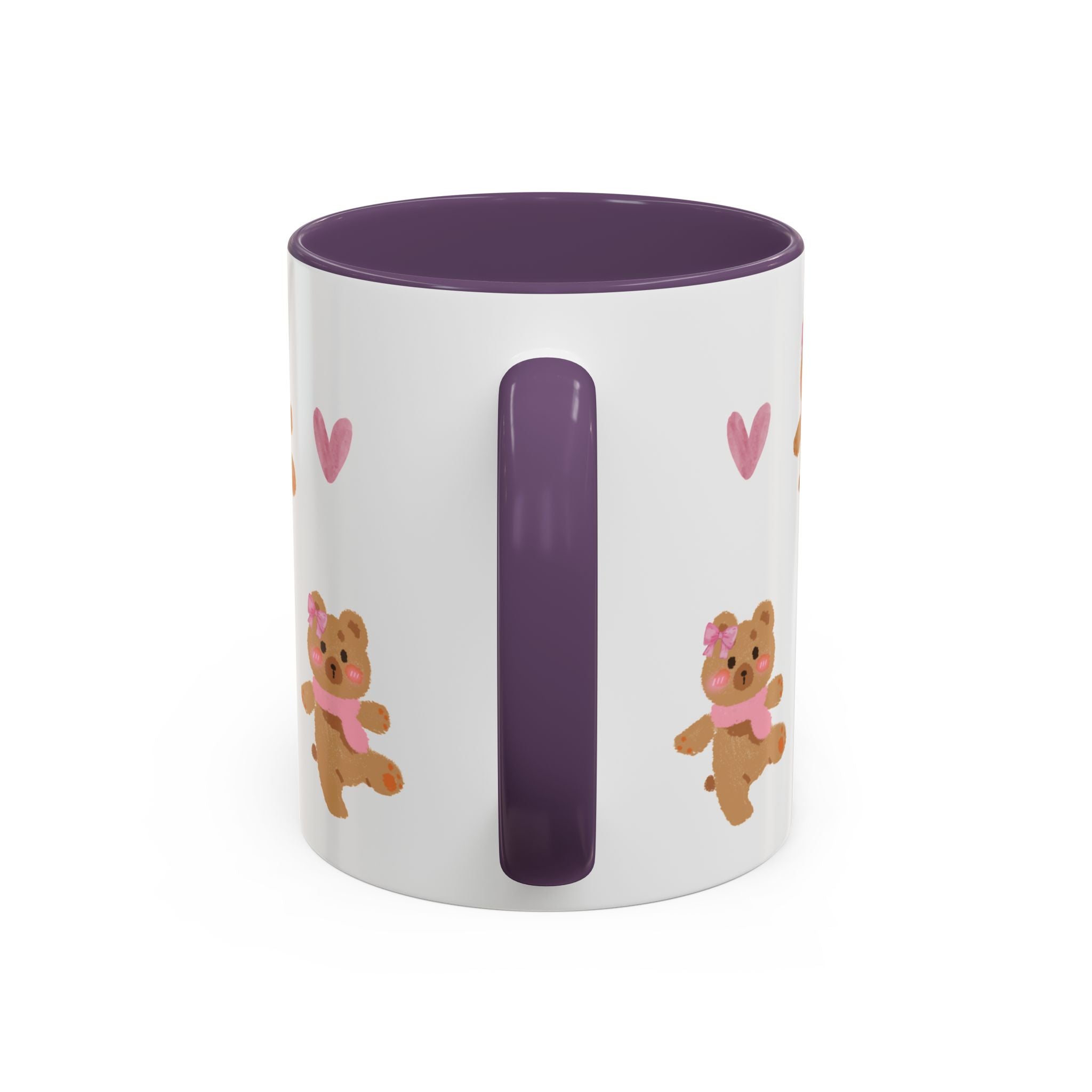 Cute Teddy Mug — Pink Hearts Accent Coffee Cup (11/15oz)
